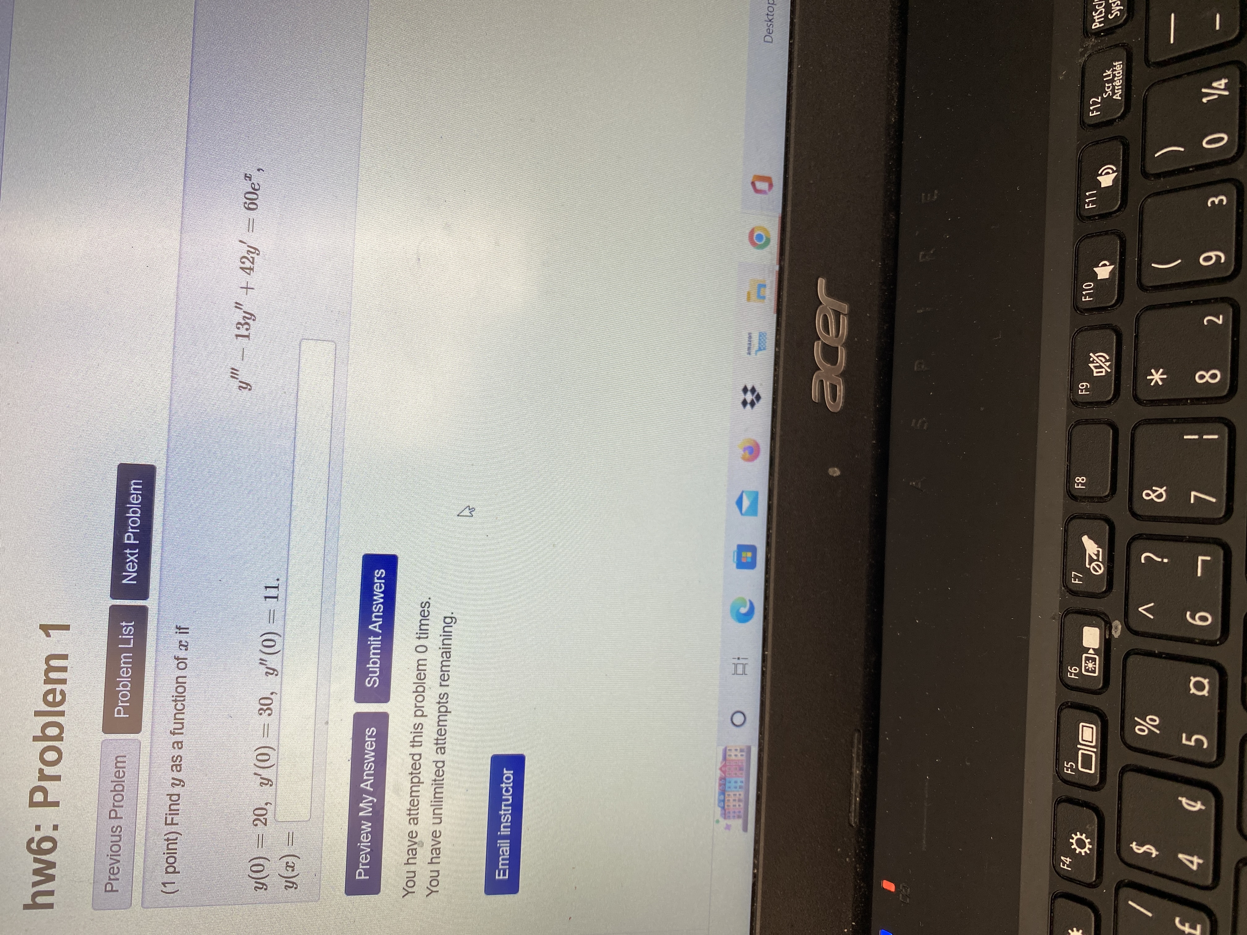  hw6: Problem 1 Previous Problem Problem List Next Problem (1 point)