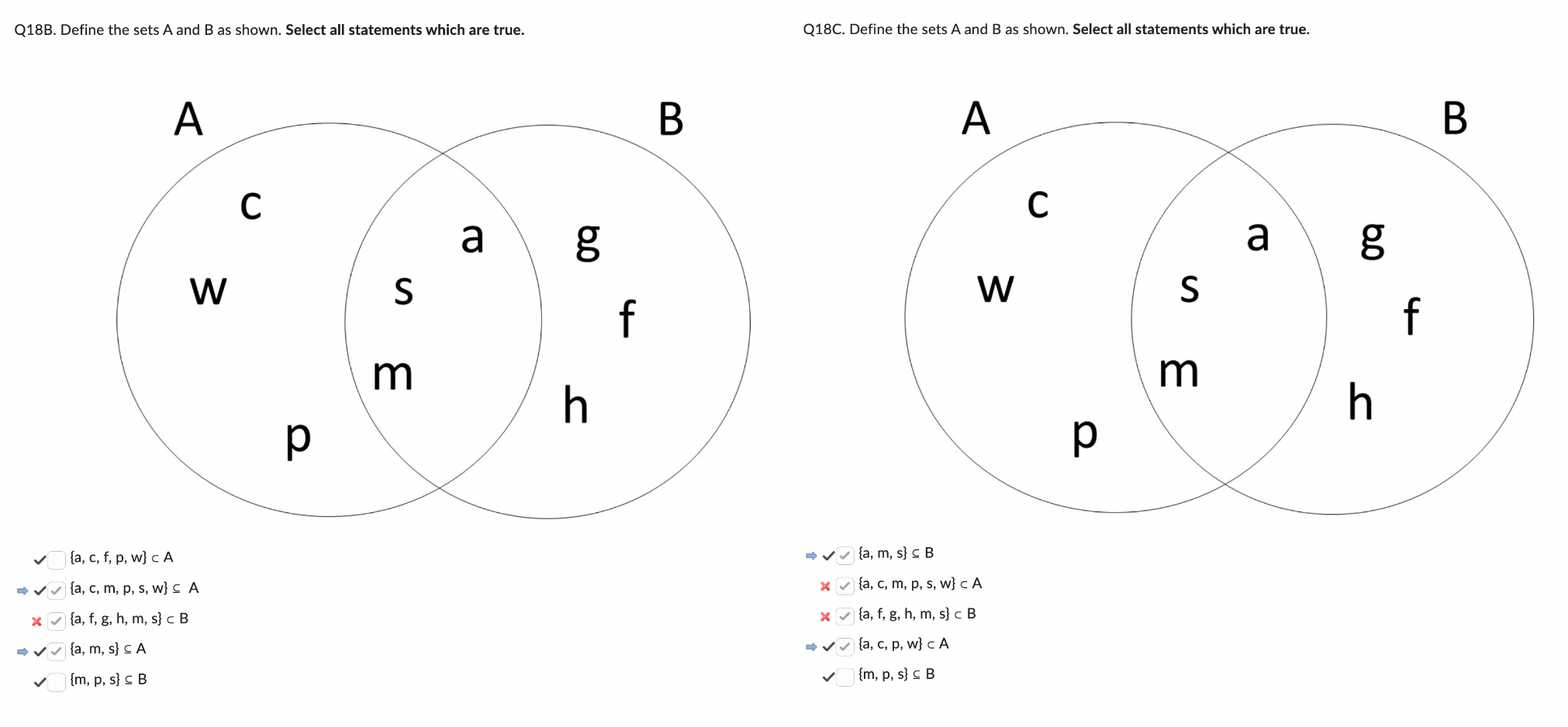 Q17B. Define the sets A, B, C, and D as shown. Find