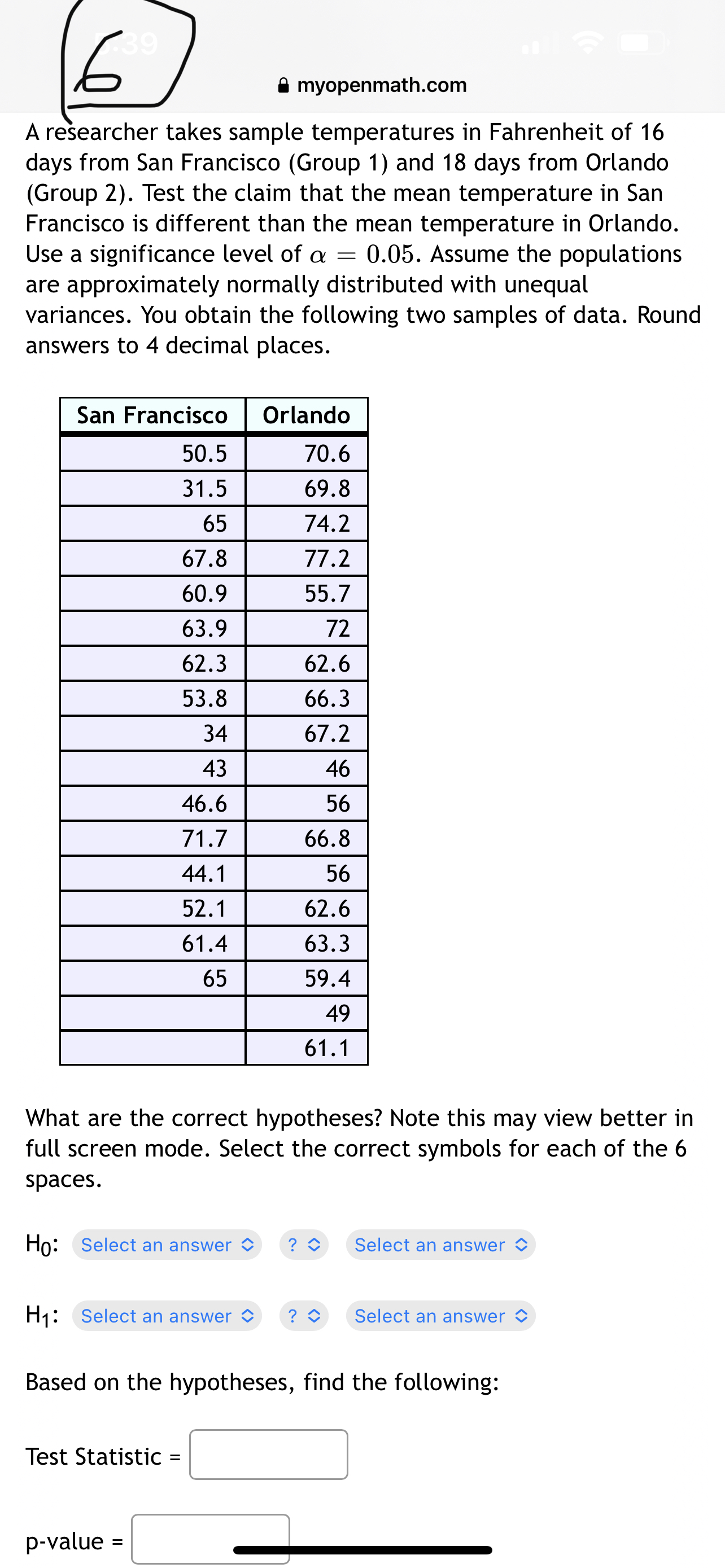 problem, ,ud : p2 #1 where the first data set represents a
