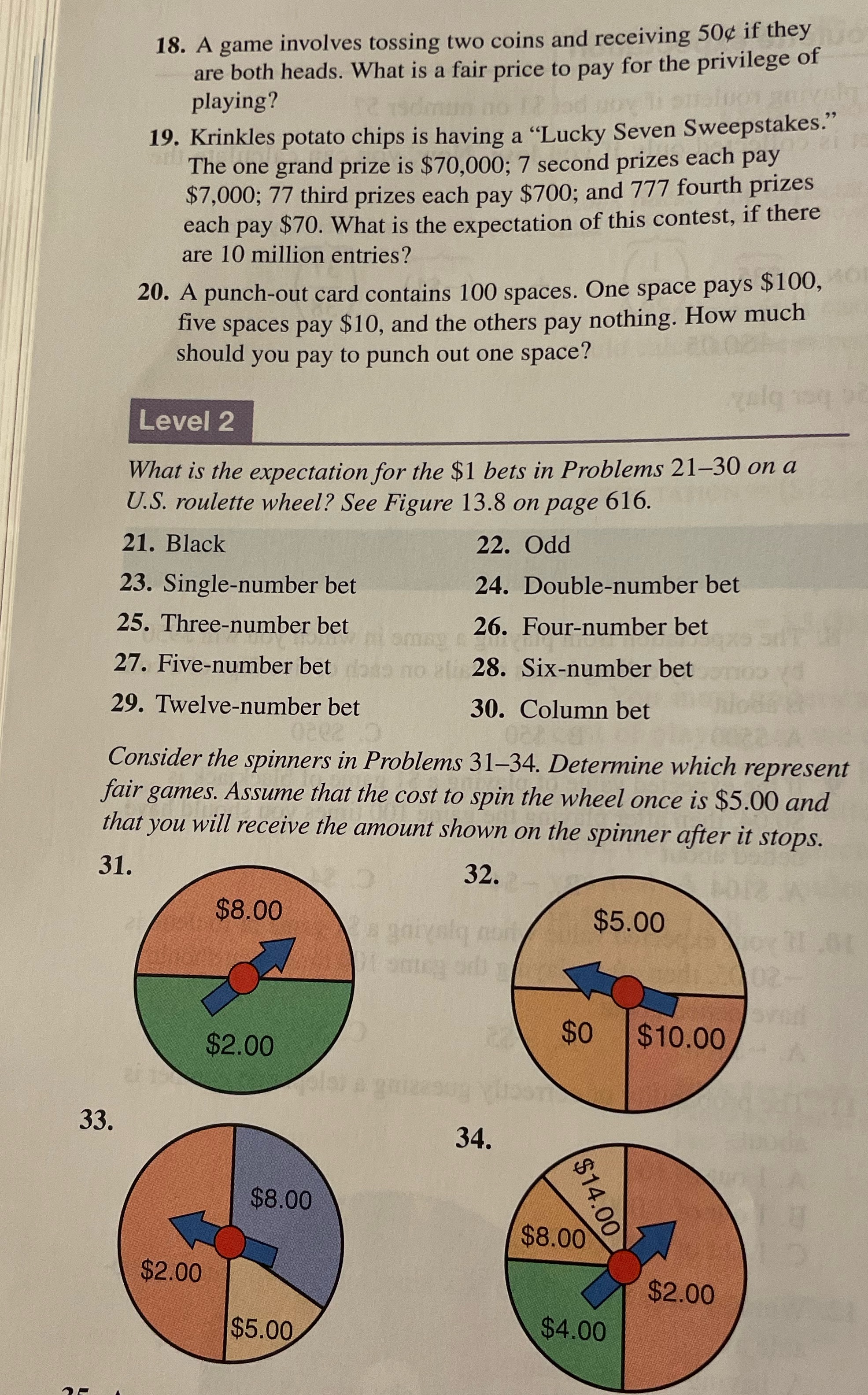 # 18, 31, 32, 33, 34 18. A game involves tossing