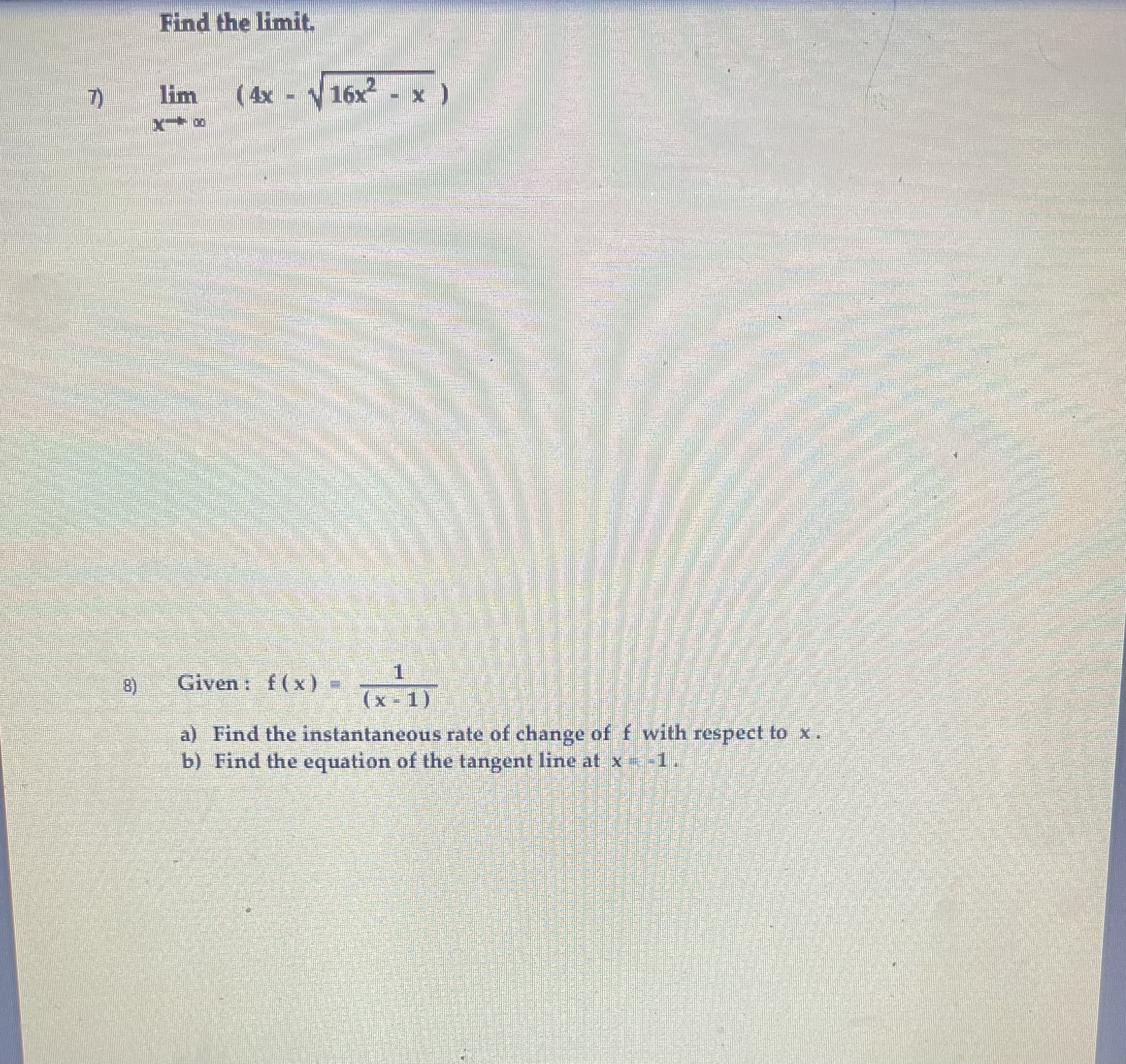LX 3 b) lim 3 (1 - cos x ) find the