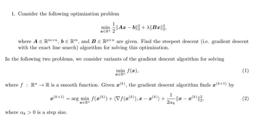 where A E Rmxn, b E RM, and B E RPX" are