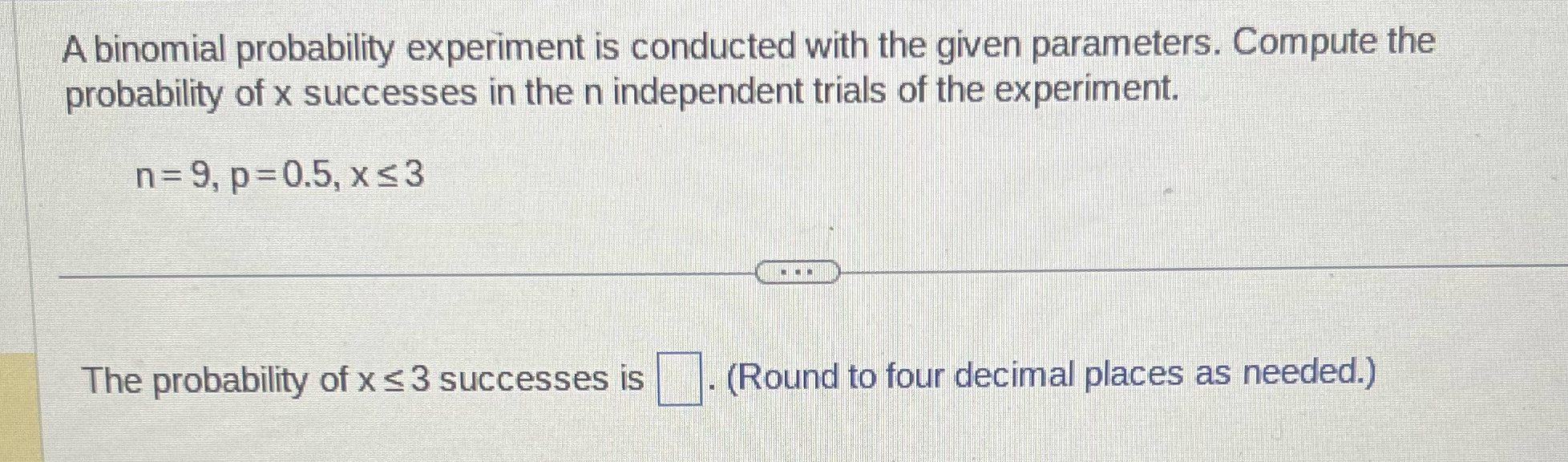 the probability of x successes in the n independent trials of the