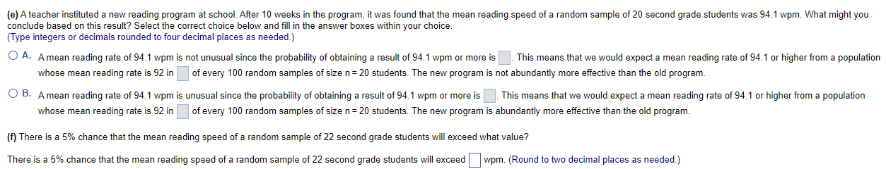 If 100 different samples of n = 28 students were chosen from