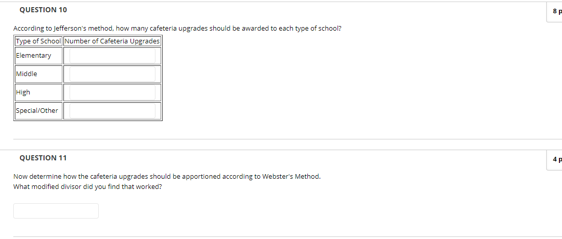 determine how many of each school type should receive the upgrade. First,