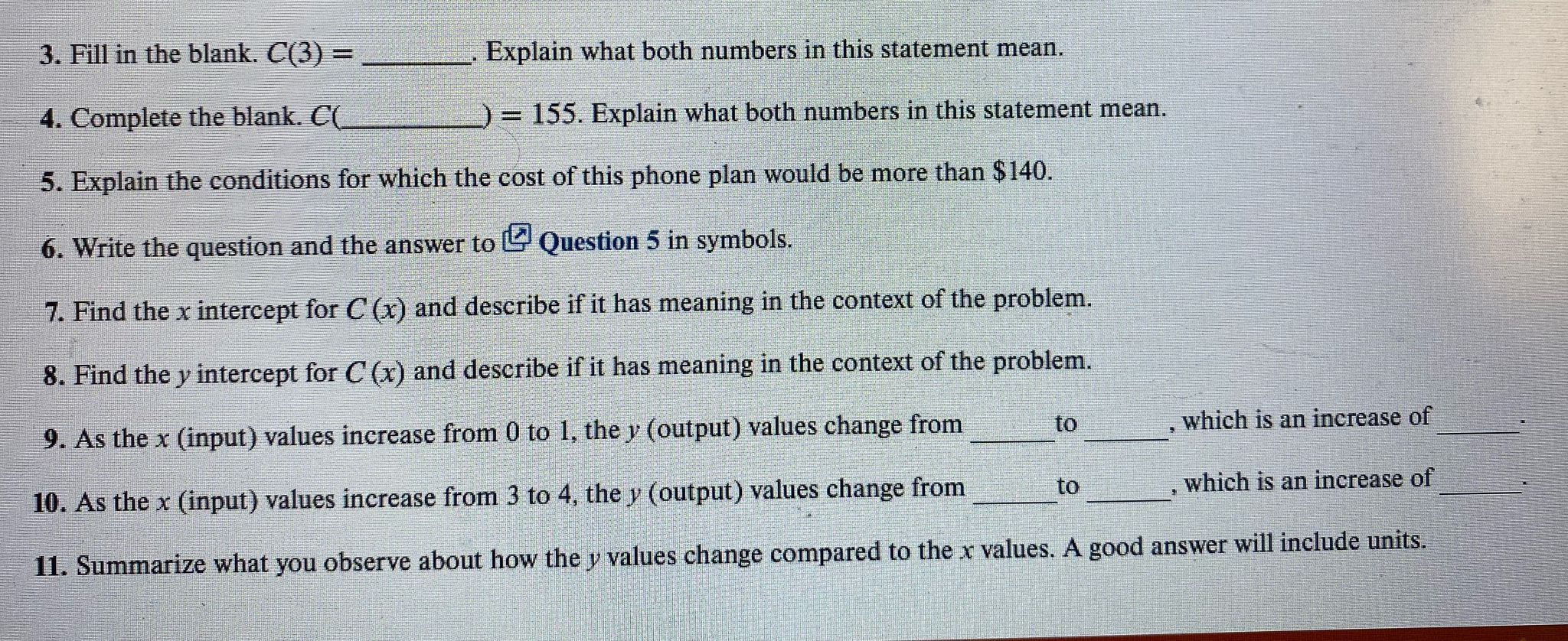 3. Fill in the blank. C(3) = Explain what both numbers