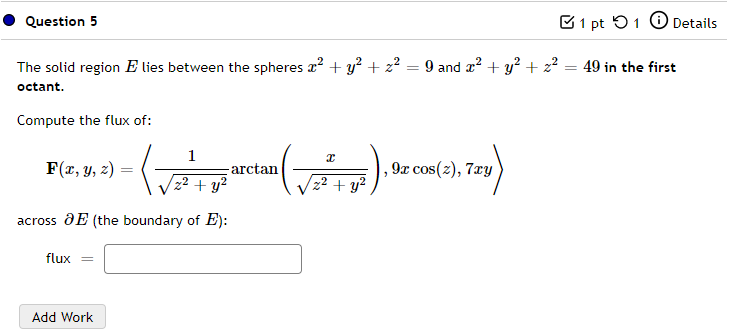 pt 91 0 Details The solid region E lies between the spheres
