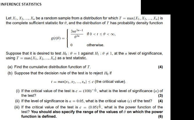  INFERENCE STATISTICS Let X1, X2, .... X', be a random sample