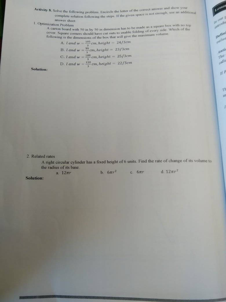 your answers during the scheduled monitoring in your area Activity 7. Identify