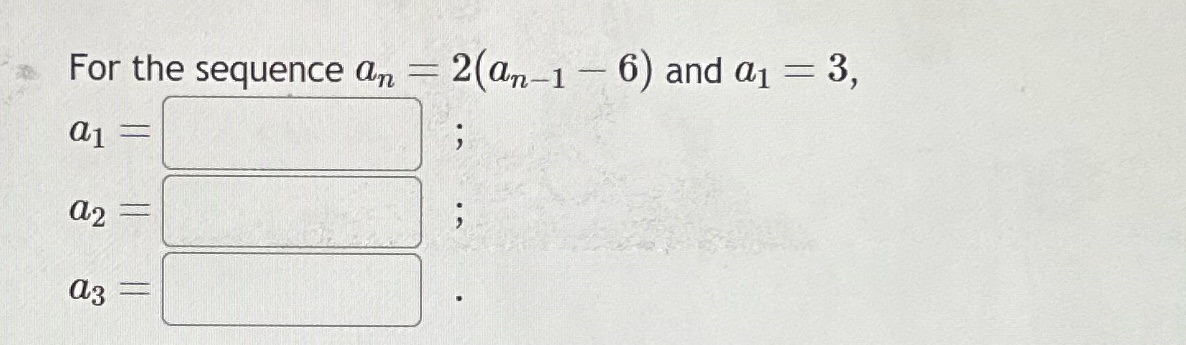 For the sequence an al CL'2 03 6) and 3,
