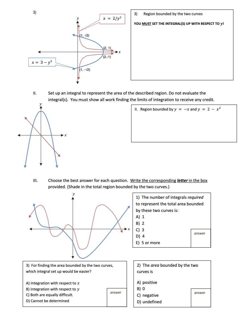 intercepts for a curve. 1) f(x) 1) Region bounded by f (x)