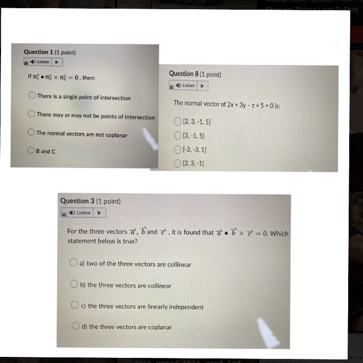  How would I answer the following vector intersection questions? Question 1