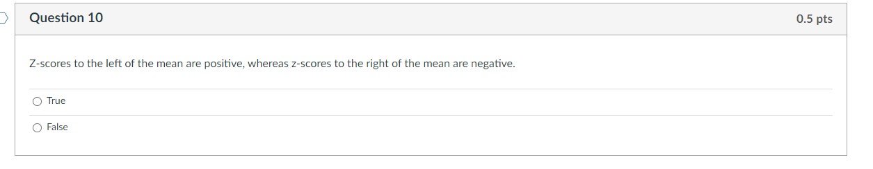  1.Mean = 57standard deviation = 13 Question 10 0.5 pts Z-scores