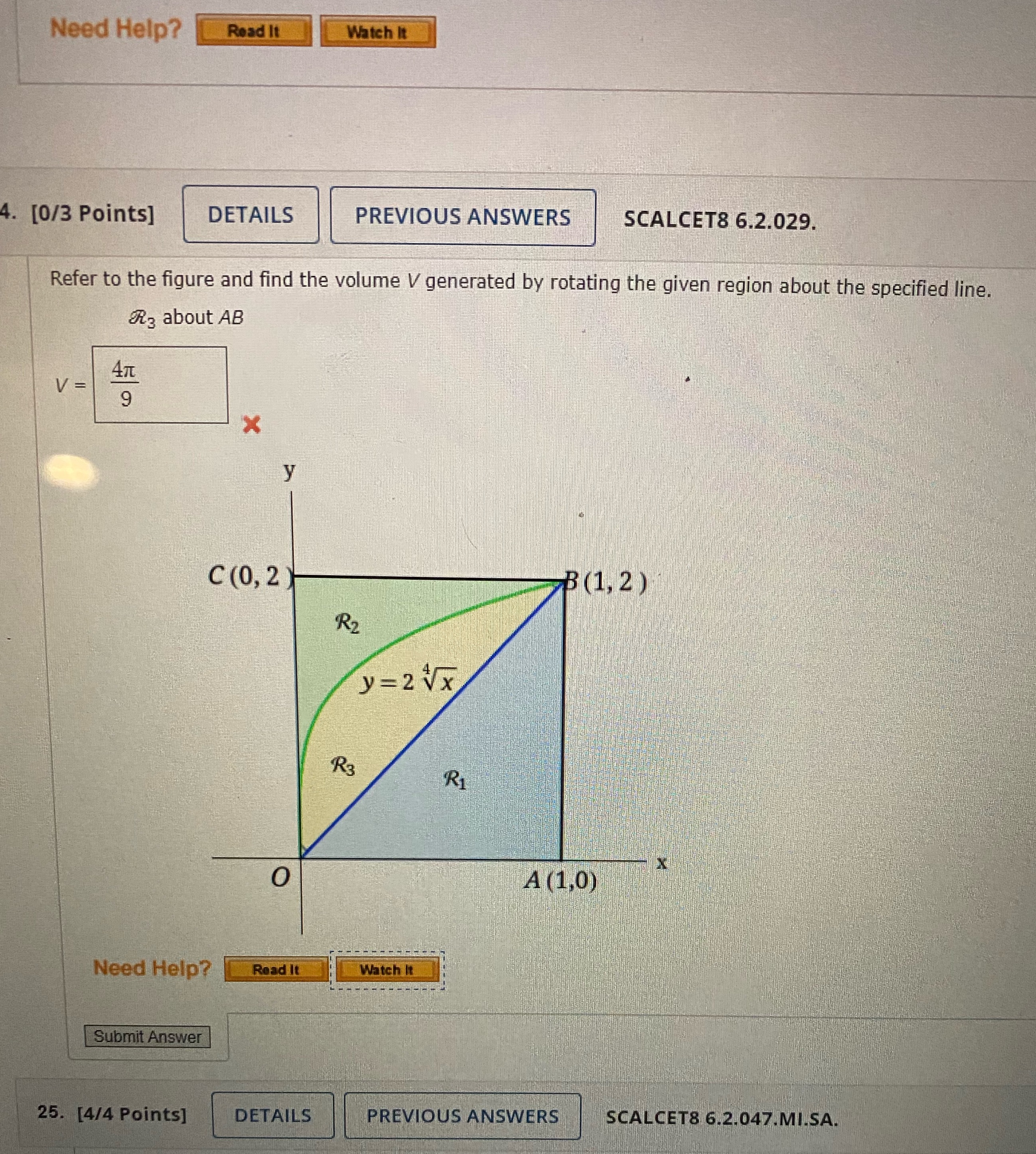 SCALCET8 6.2.029. Refer to the figure and find the volume V generated