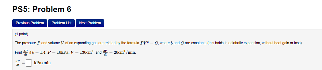  PS5: Problem 6 Previous Problem Problem List Next Problem (1 point)