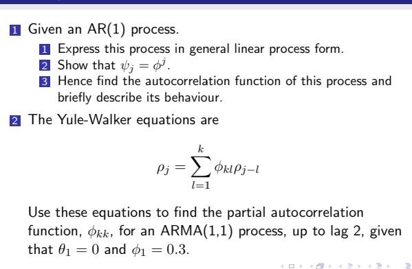 linear process form. 2 Show that wj = '. 3 Hence find