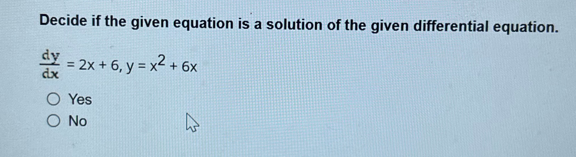 Please Pit answer choice in explanation Decide if the given equation