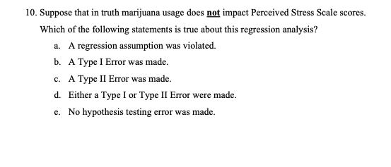 regression analysis? a. A regression assumption was violated. b. A Type I