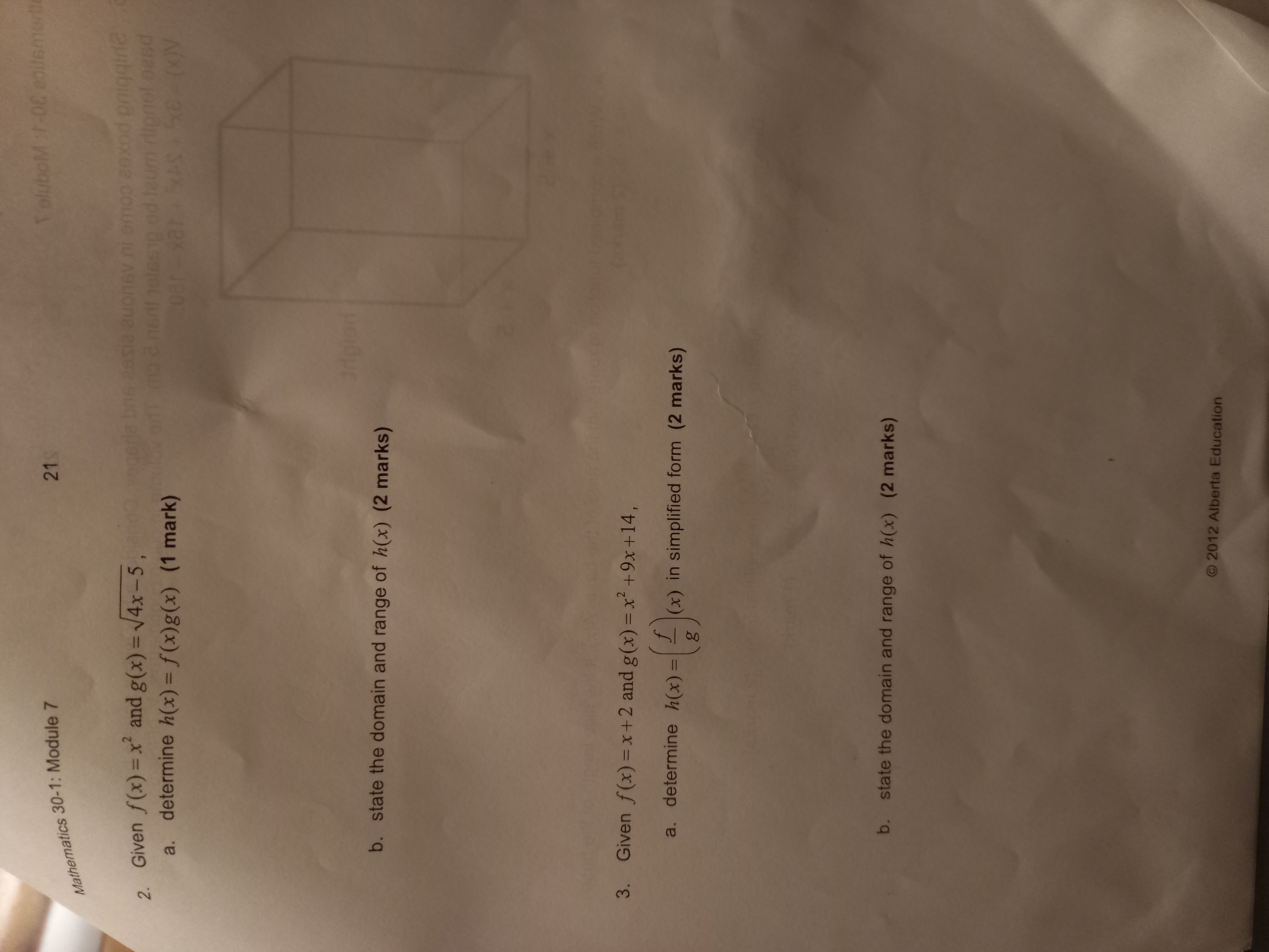 1. Given f(x) = x - 3 and g(x) = -2x +