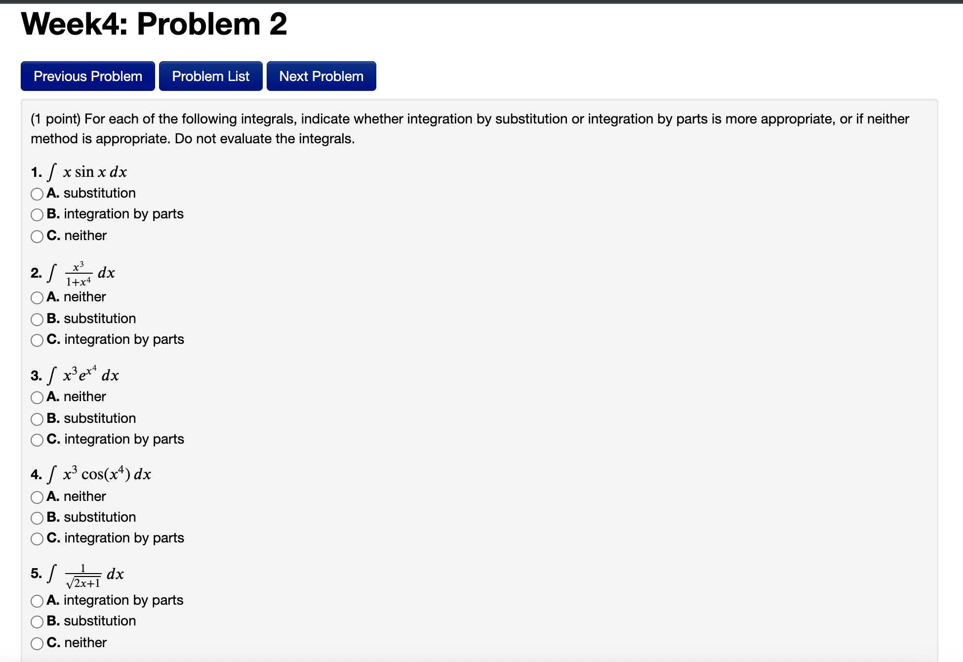 Problem 3 Previous Problem Problem List Next Problem (1 point) Find the