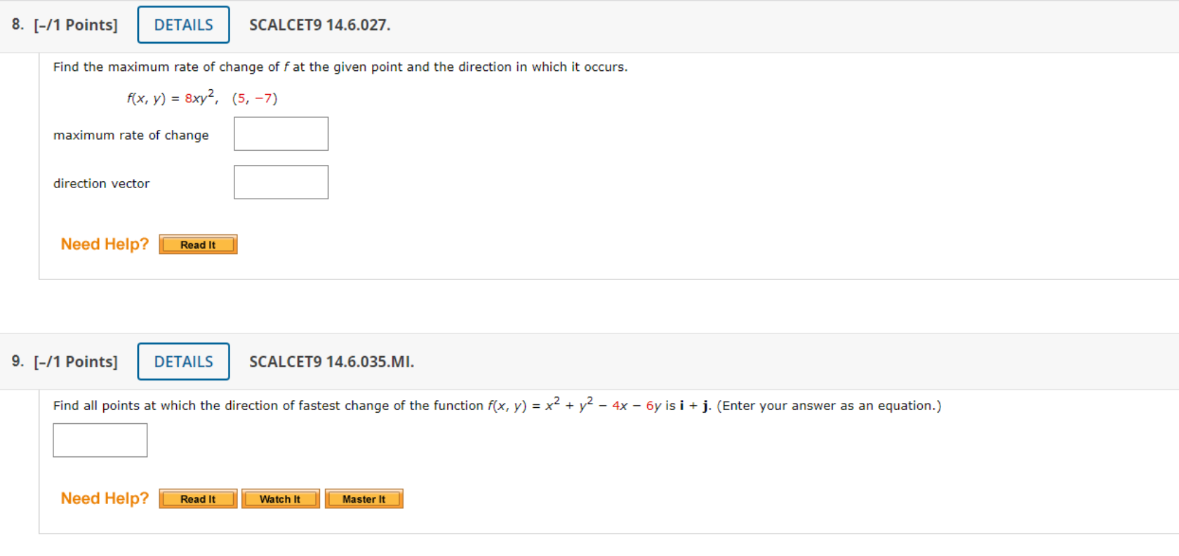 Points] DETAILS SCALCET9 14.6.035.Ml. Find all point5 at which the direction of