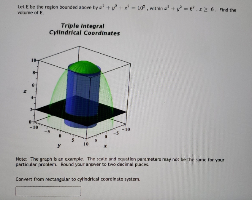 region bounded above by a' + y' + z? = 10' ,