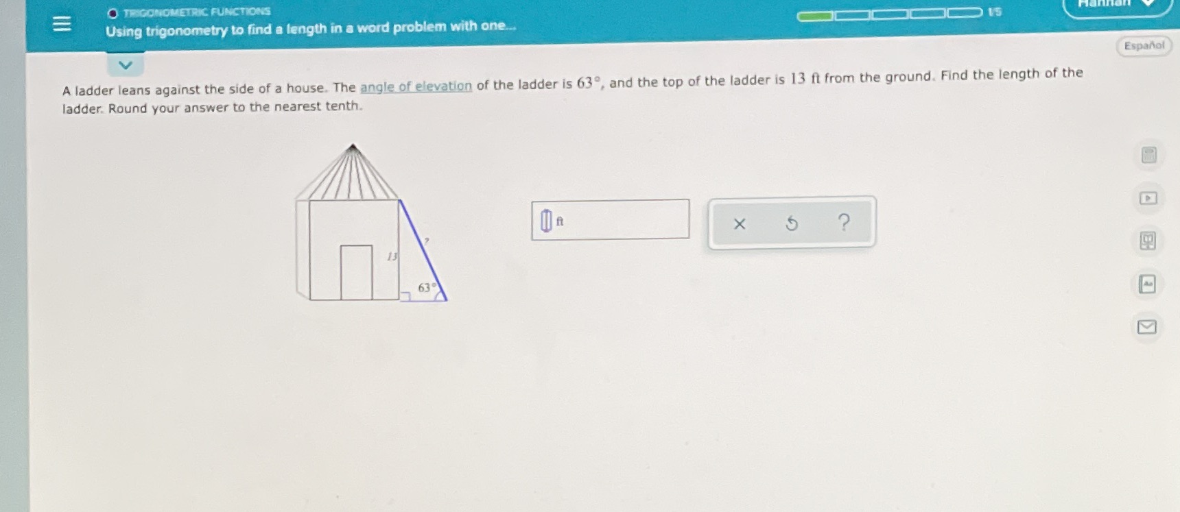 Using trigonometry to find a length in a word problem with one..