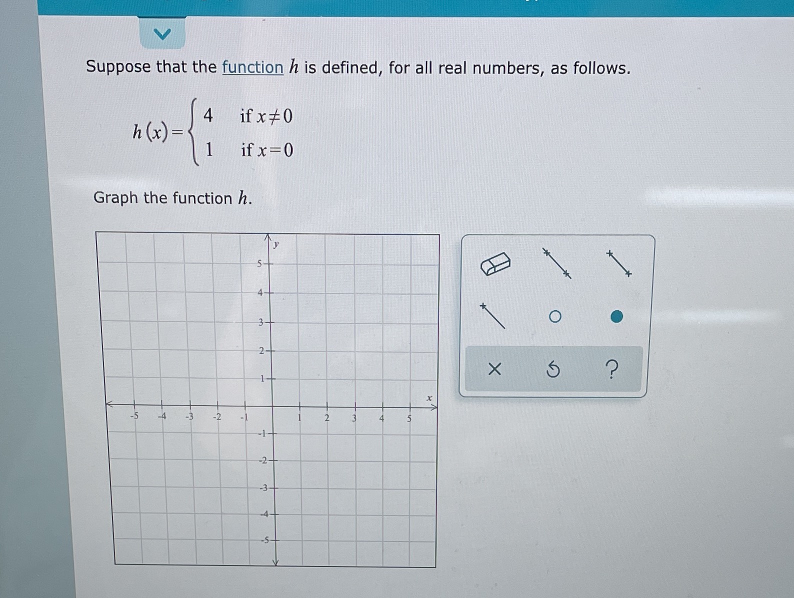 Suppose that the function h is defined, for all real numbers, as