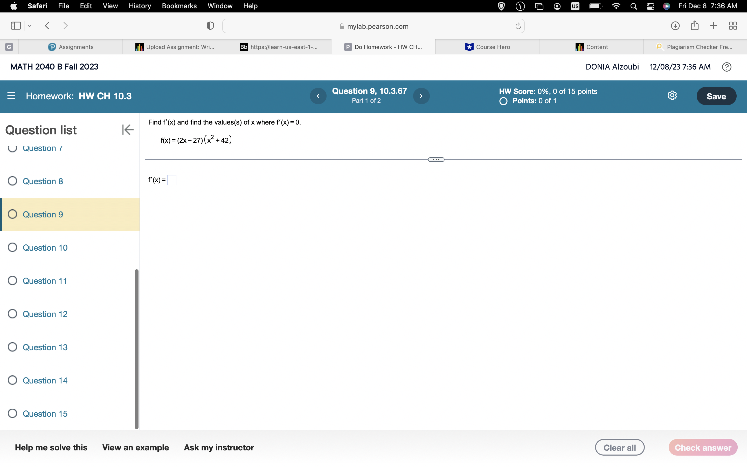 (x3 -2) O Question 1 Which of the following shows the correct