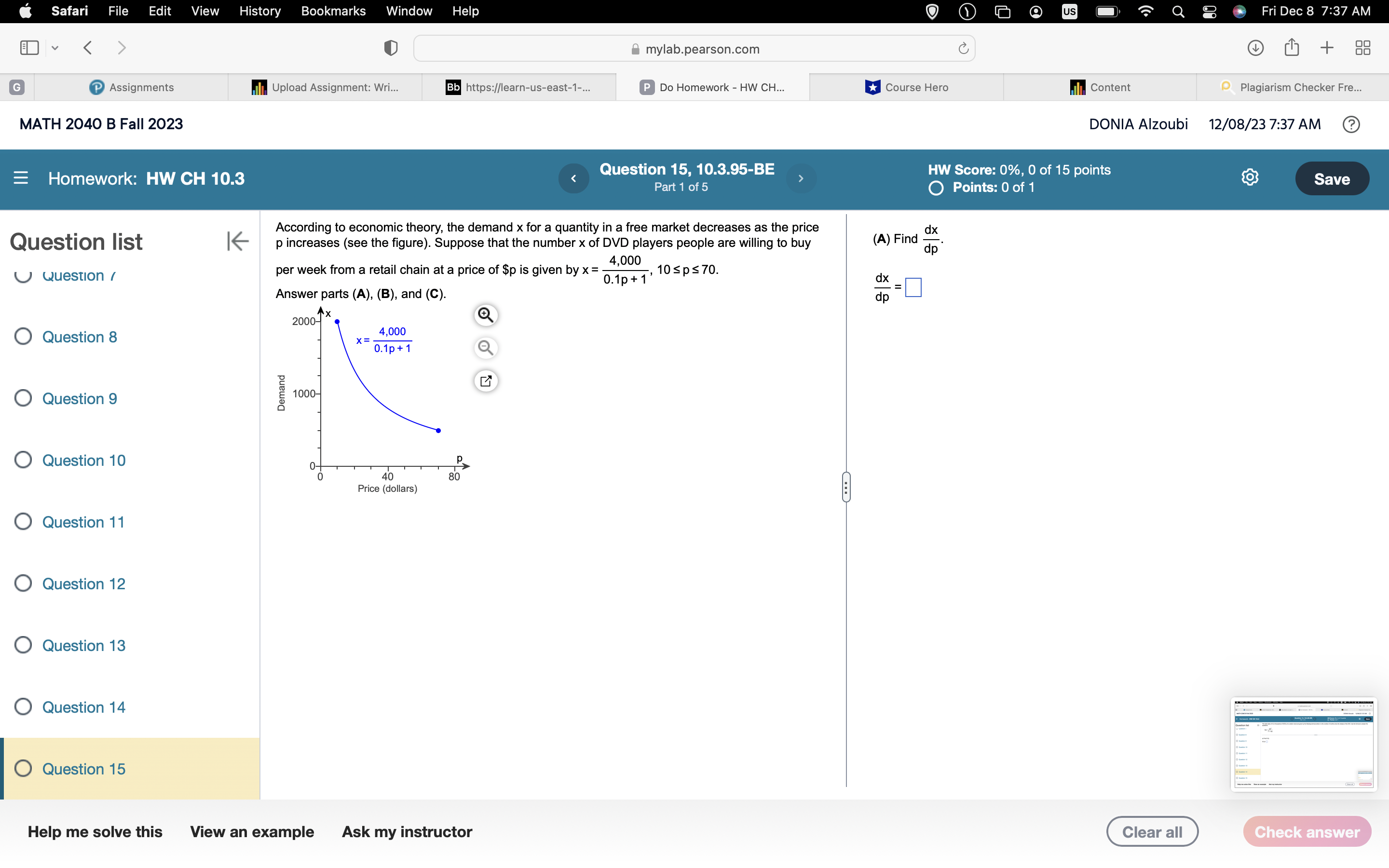 Question a Ask my instructor Clear all Check answerSafari File Edit View