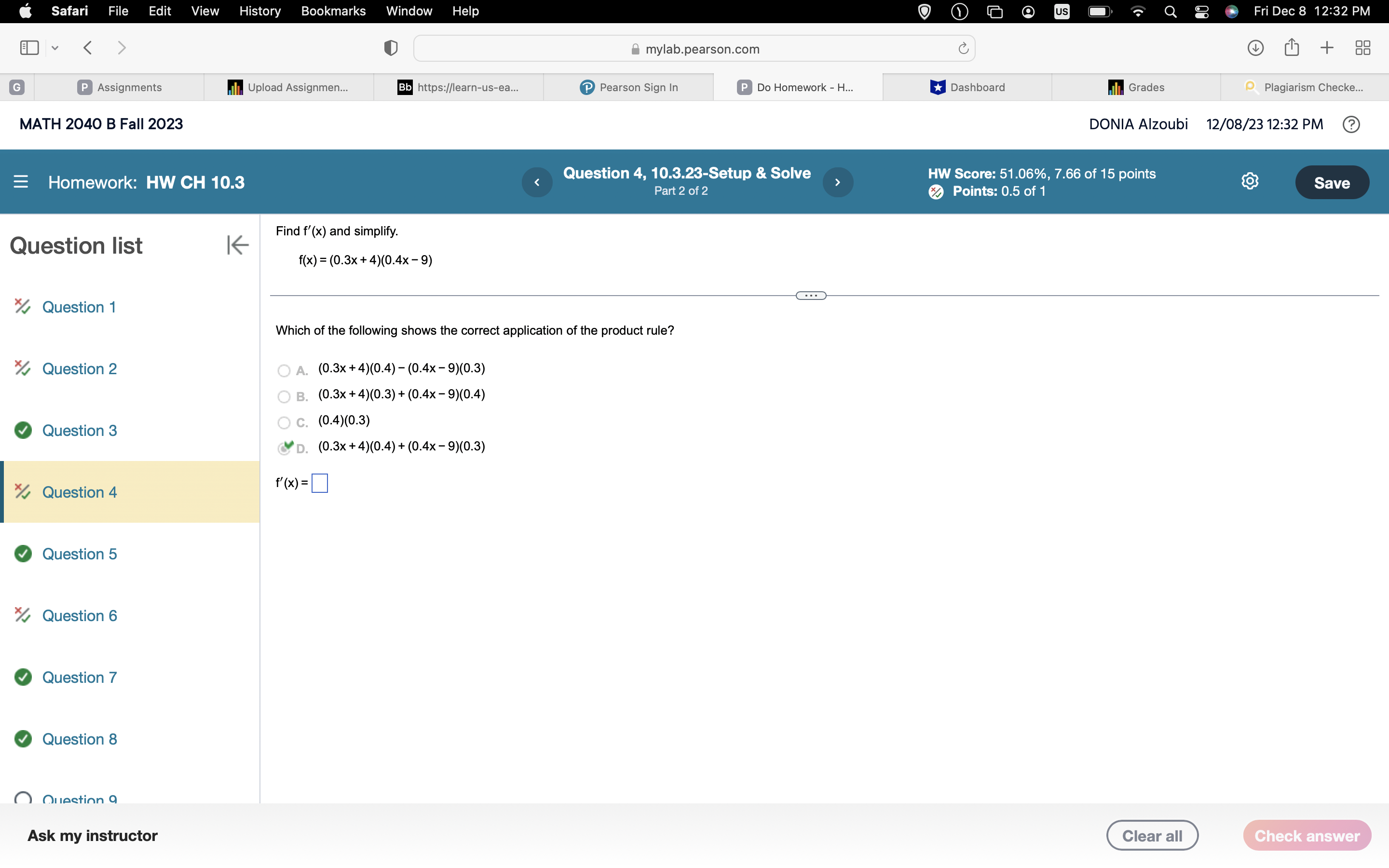 Upload Assignment: Wri. Bb https://learn-us-east-1-... P Do Homework - HW CH... Course