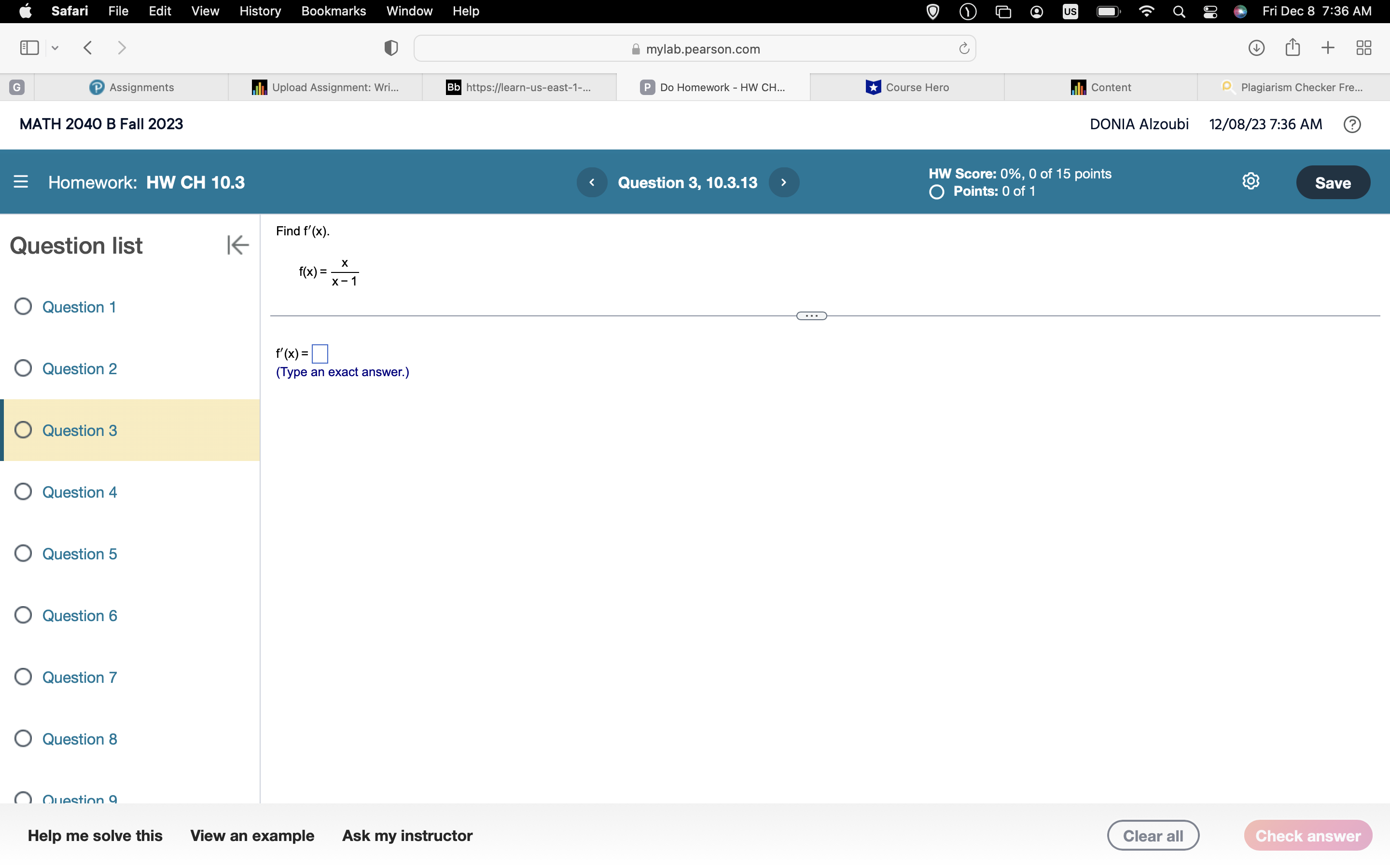 all Check answerSafari File Edit View History Bookmarks Window Help O US
