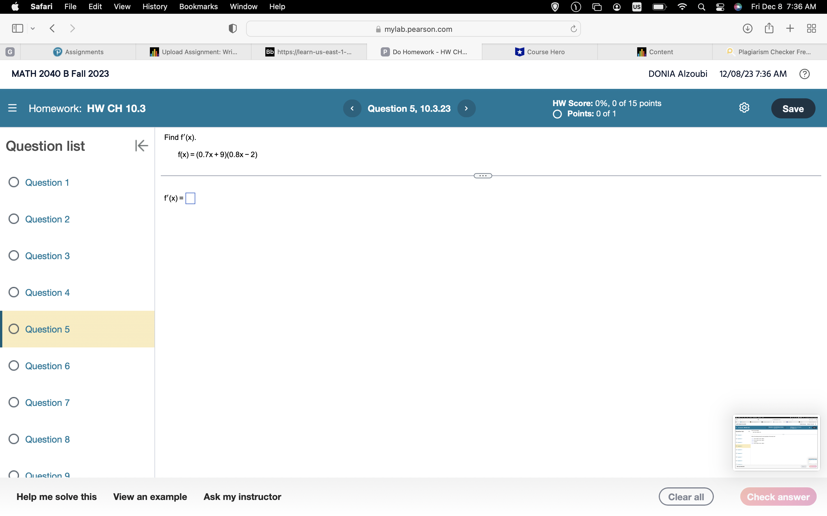 O mylab.pearson.com C 88 G Assignments Upload Assignment: Wri... Bb https://learn-us-east-1-... P
