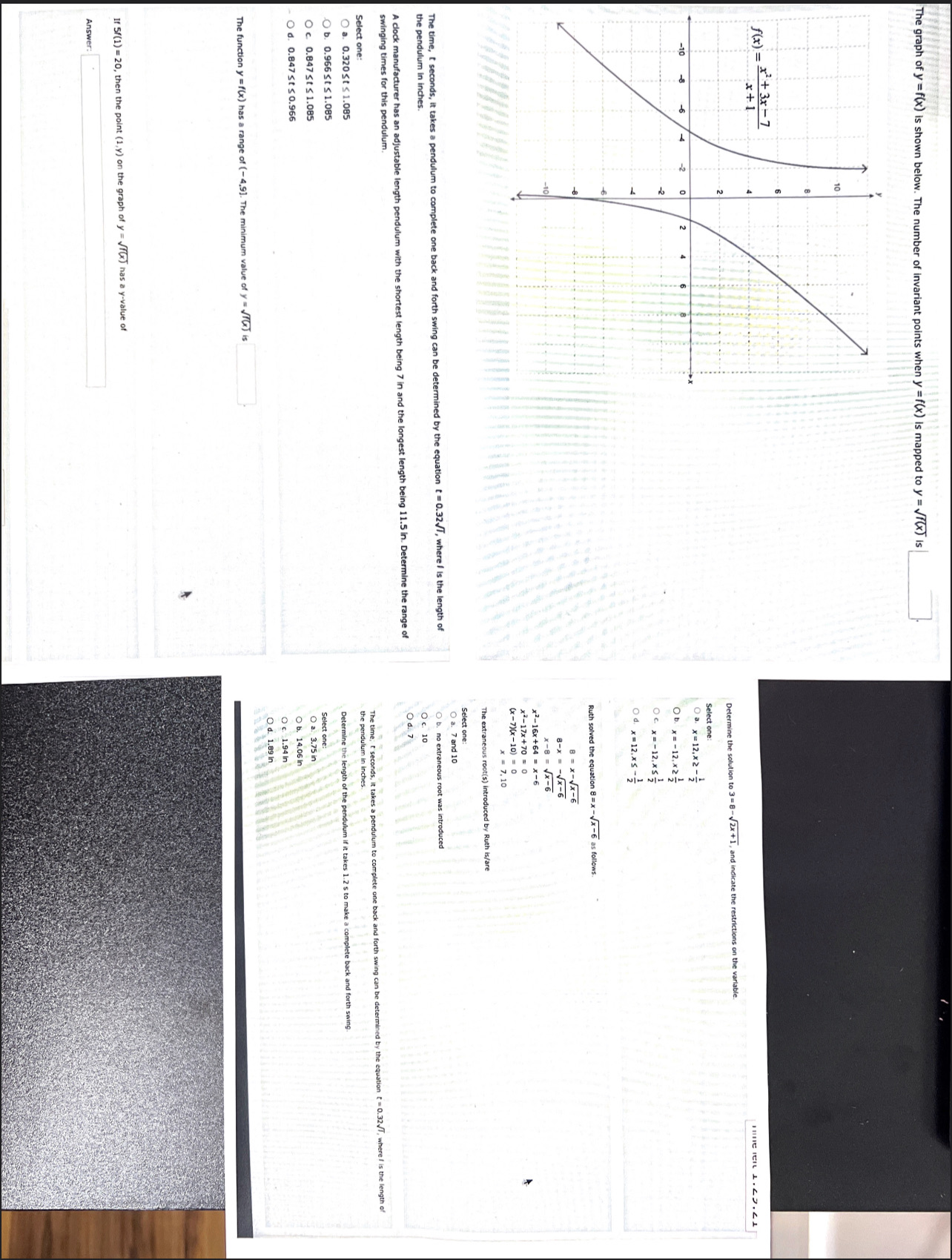 graph of y =f(x) is shown below. The number of invariant points