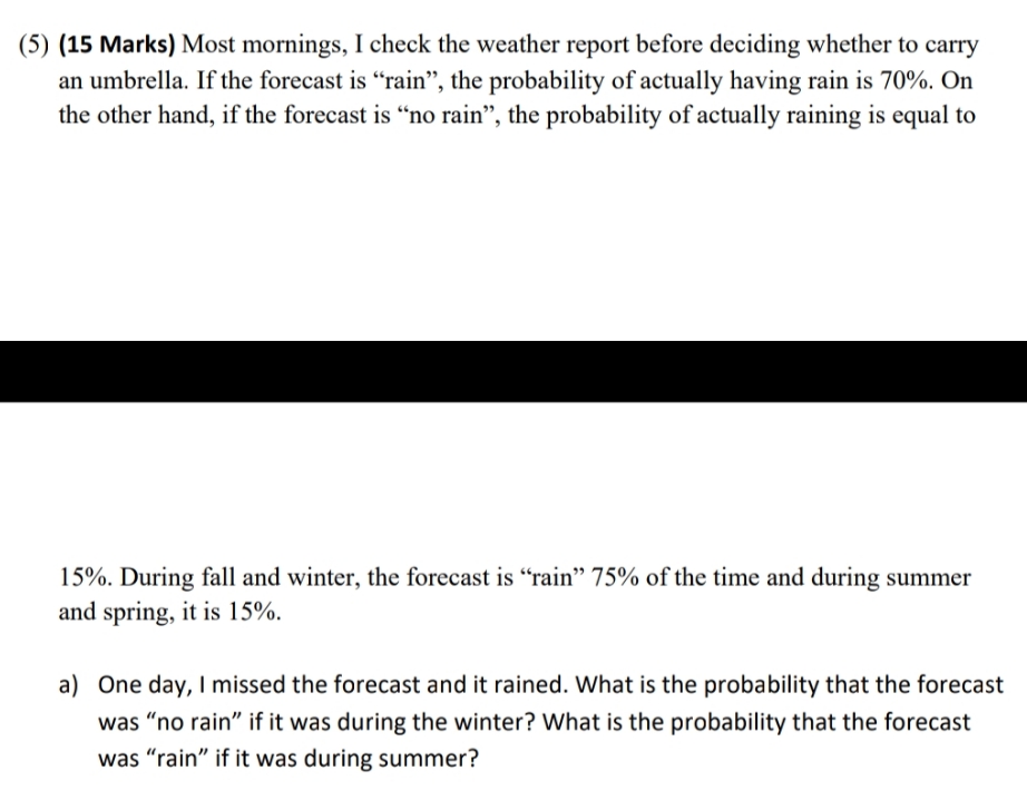 check the weather report before deciding whether to carry an umbrella. If