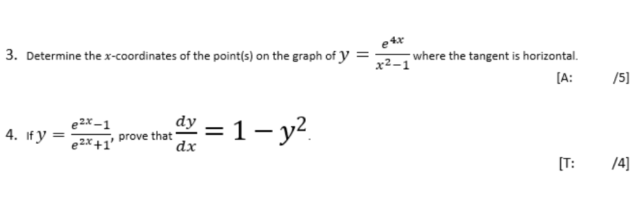 it down on paper. e4x 3. Determine the x-coordinates of the point(s)