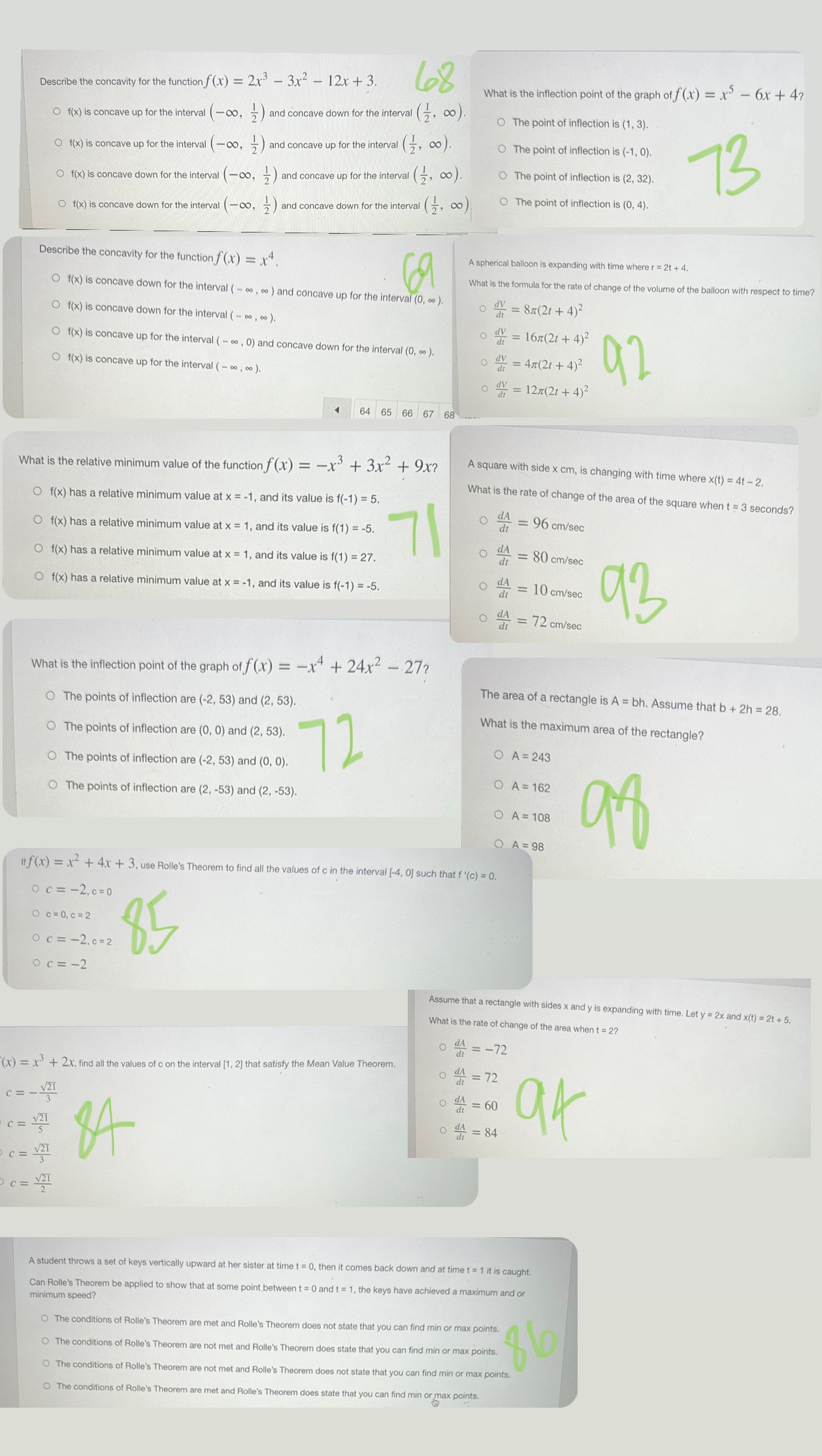 the answers Describe the concavity for the function f(x) = 2x -