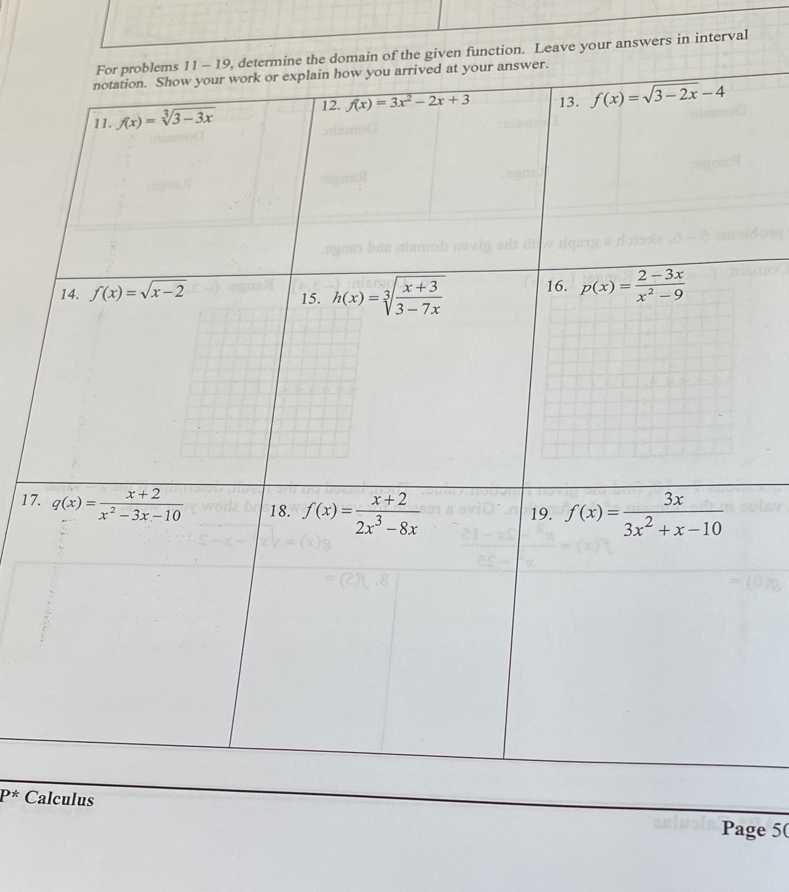 the domain of the given function. Leave your answers in interval notation.