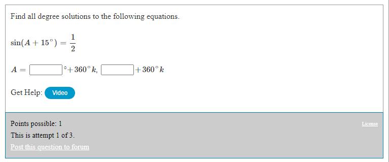 00 for Infinity Mdeo Points possible: 1 This is attempt 1 of
