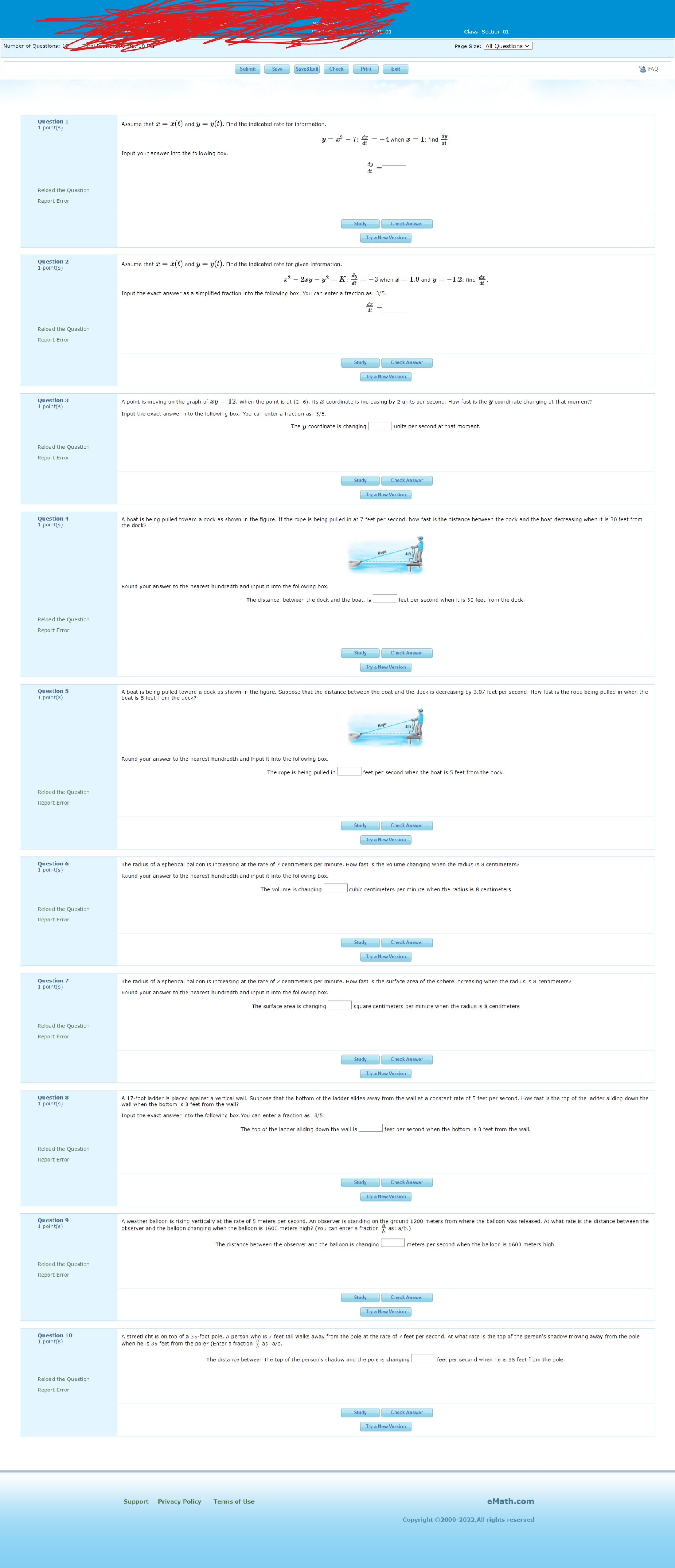 Submit Save Save&Exit Check Print Exit & FAQ Question 1 point(s) Assume