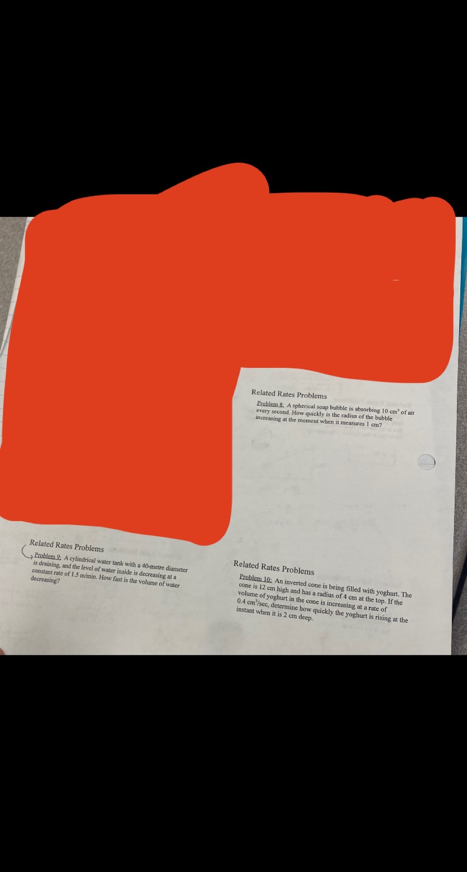  Related Rates Problems Problem 8: A spherical soap bubble is absorbing