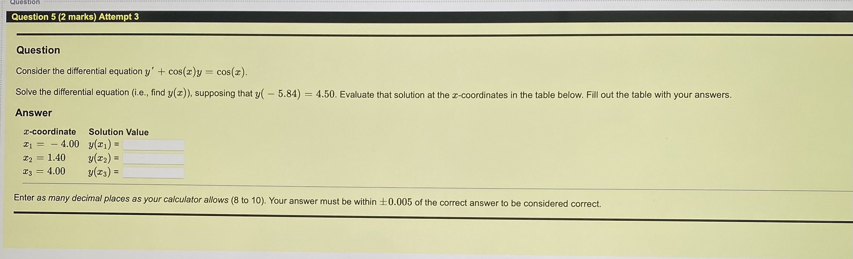 Solution Value $1 = 1.27 y(:1:1) = 0:2 = 0.01 y(:c2) =