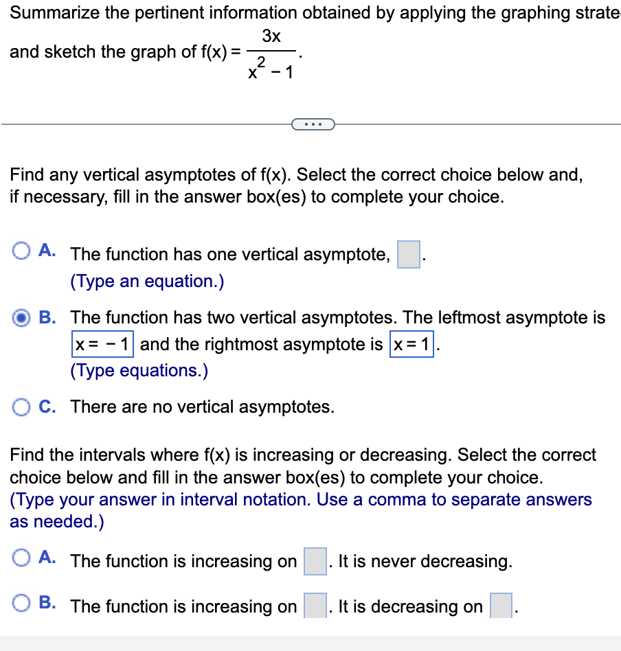Summarize the pertinent information obtained by applying the graphing strategy 3x and