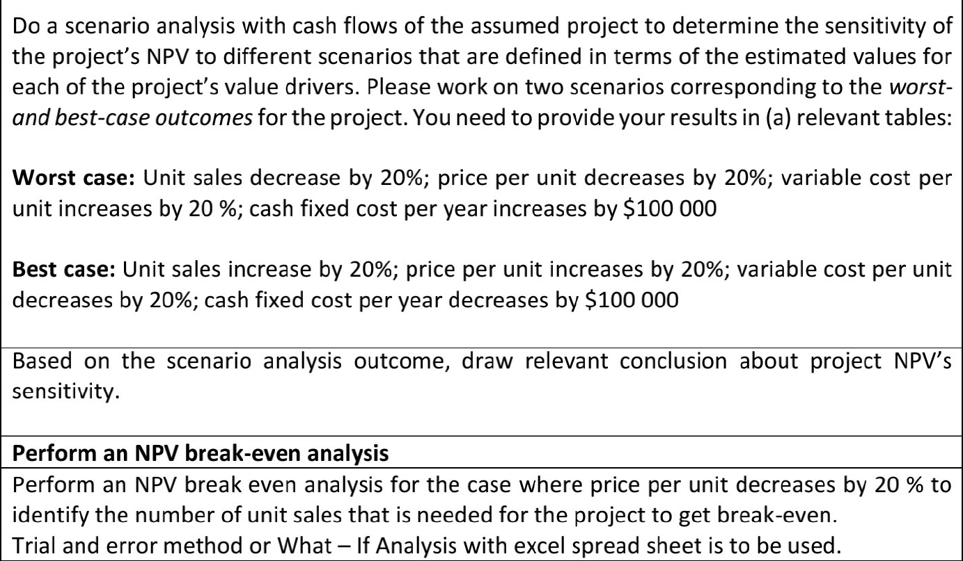 in Microsoft excel Case Study: Assume that the company, where you are