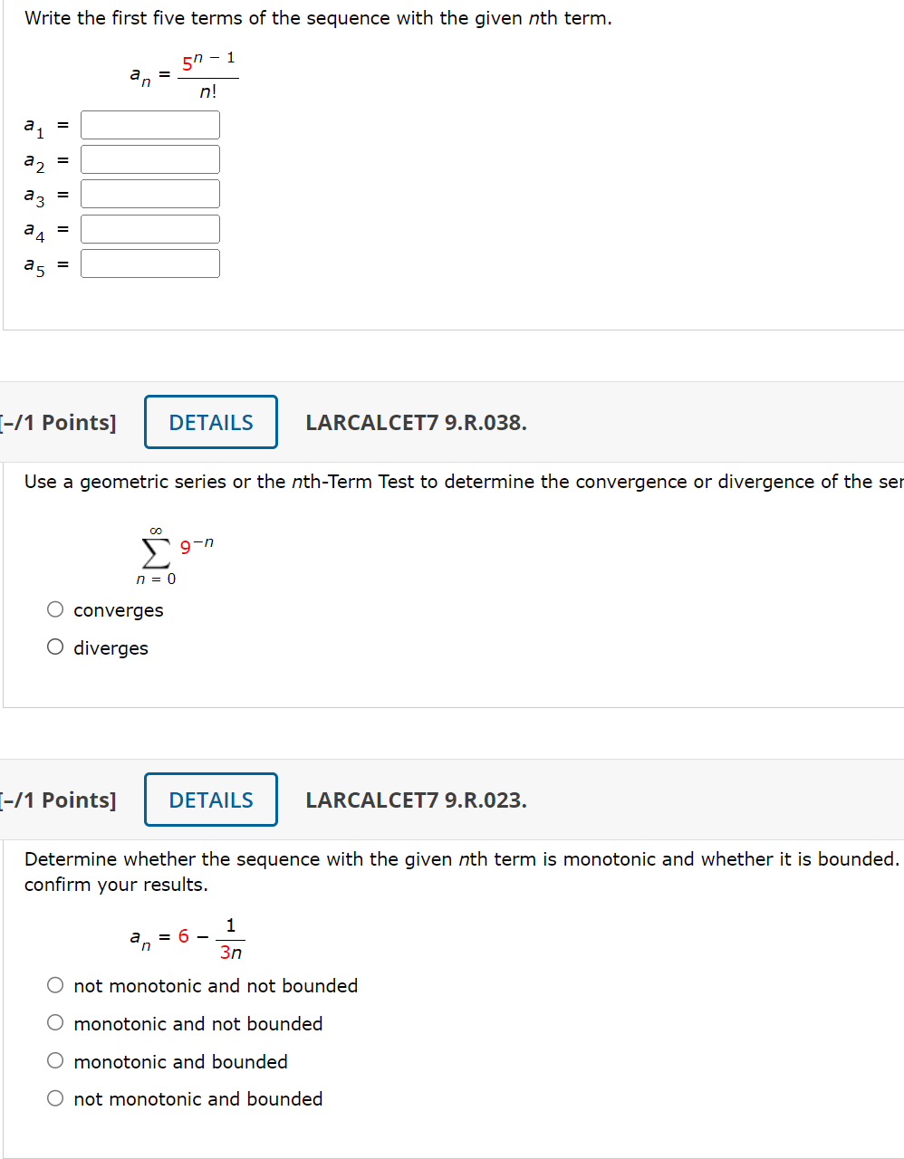 whether it is bounded. conrm your results. a=61 '7 5 O not