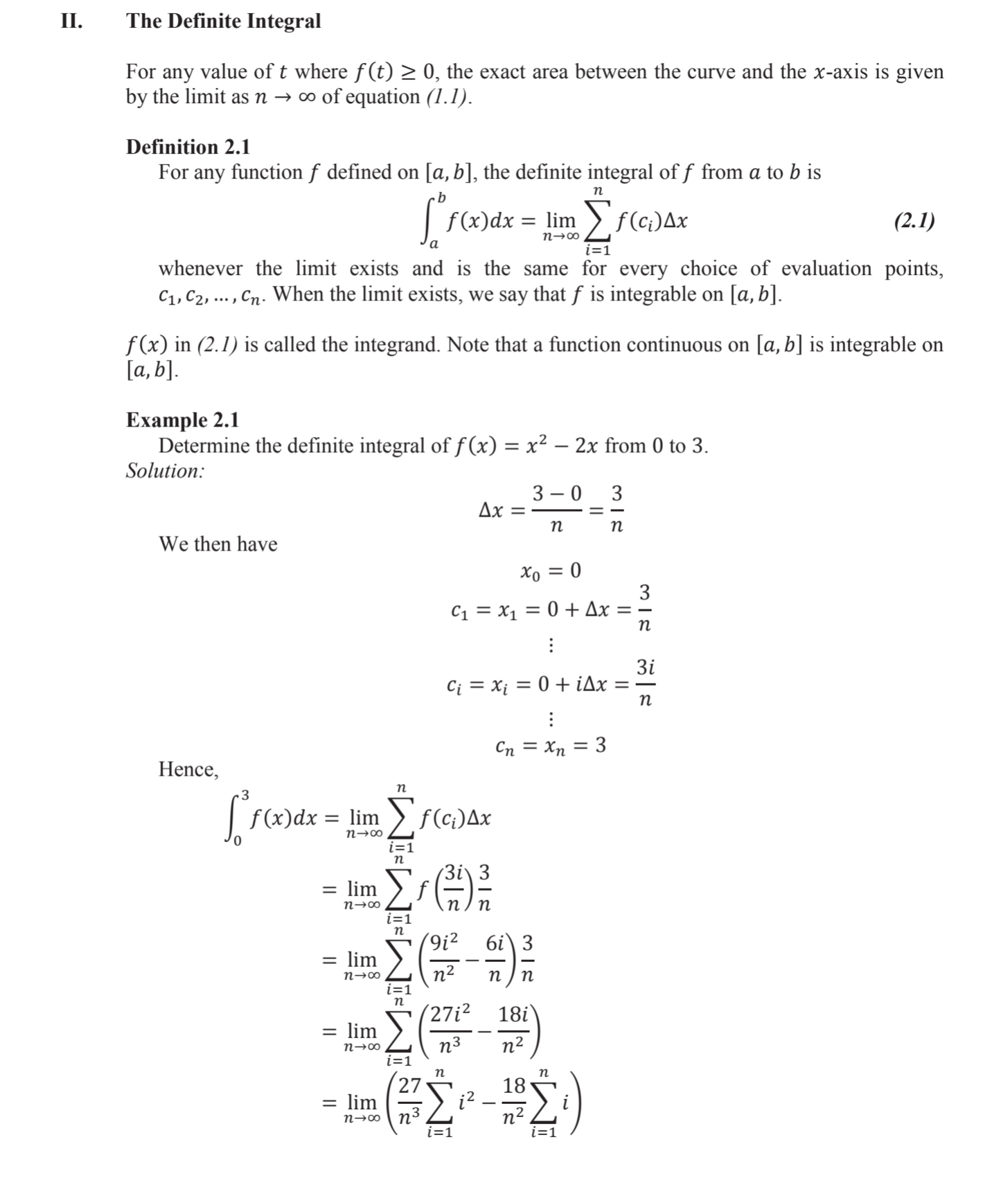 "Hf-(cu)- . We compute for the Riemann sum given by the formula