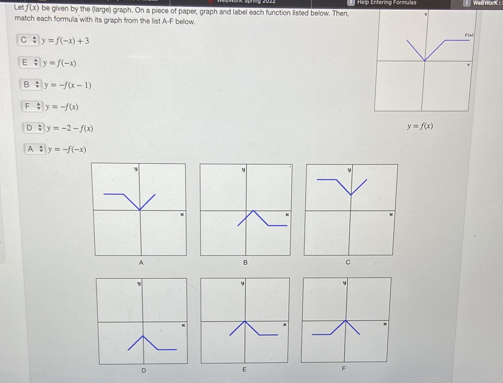  I Help Entering Formulas Let f(x) be given by the (large)