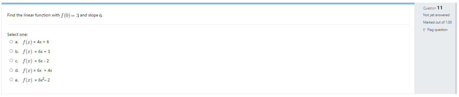  Question 1 1 Find the linear function with f (0) =