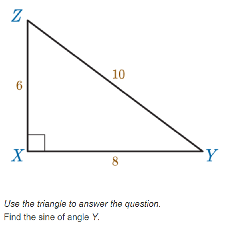 cosecant of angle X?\fZ 10 6 X 8 Y Use the triangle