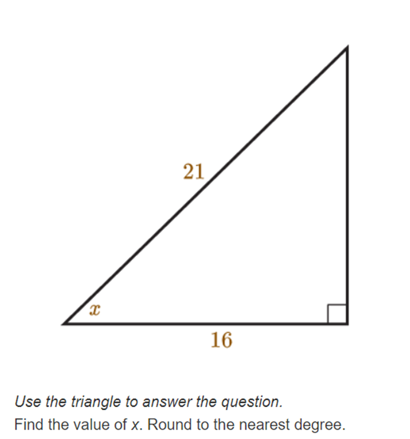24.83\fFind the measure of angle A. Round your answer to the nearest